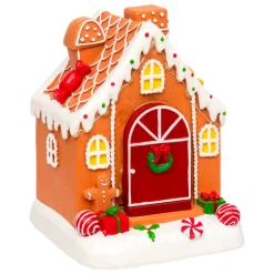JJA Villaggio Di Natale Luminoso-Casetta luminosa, musicale e animata a pile (H16 cm) Allegro Pan di Zenzero