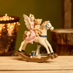 KAEMINGK Decorazioni E Oggetti Natalizi-Cavallo a Dondolo (H20 cm) Fata e Orsetto di Natale