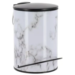 TENDANCE Accessori Bagno-Cestino per il bagno in metallo con chiusura ammortizzata effetto marmo Sema