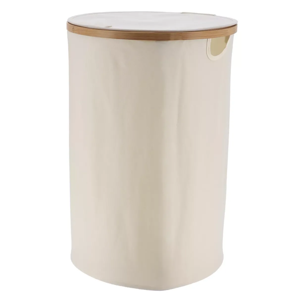 TENDANCE Accessori Bagno-Cesto portabiancheria pieghevole rotondo (H60 cm) Purebamboo Panna