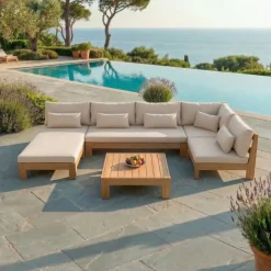 Chaise longue da giardino in legno da acacia Bornéo Sabbia