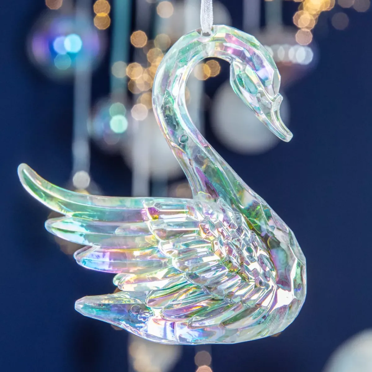 KAEMINGK Addobbi Natalizi-Cigno da appendere (H10 cm) Ice iridescente