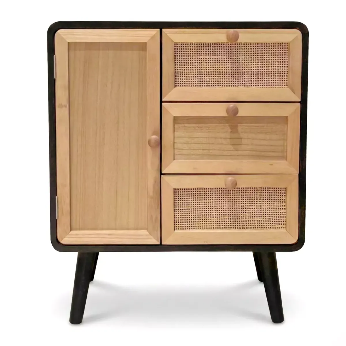 EMINZA Credenze E Cassettiere-Comò a cassetti in legno e canna (50 x 60 cm) Osaka