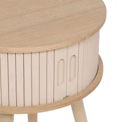 Atmosphera, cru017dateur d'intu017drieur Tavolini-Comodino rotondo in legno (H54 cm) Nysos Crema