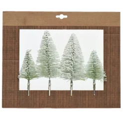 KAEMINGK Addobbi Natalizi-Confezione di 4 alberi di Natale da appendere su clip (14 cm) Verde innevato