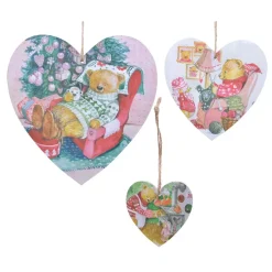 KAEMINGK Addobbi Natalizi-Confezione di 3 cuori di Natale orsacchiotto