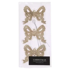 KOOPMAN Addobbi Natalizi-Confezione di 3 Farfalle Champagne