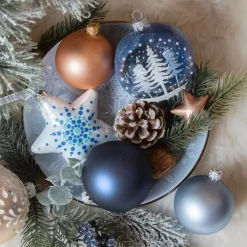 KAEMINGK Palline Di Natale-Confezione di 6 palline di Natale (D80 mm) in vetro Foresta