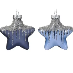 KAEMINGK Addobbi Natalizi-Confezione di 2 stelle di Natale in vetro Arctique