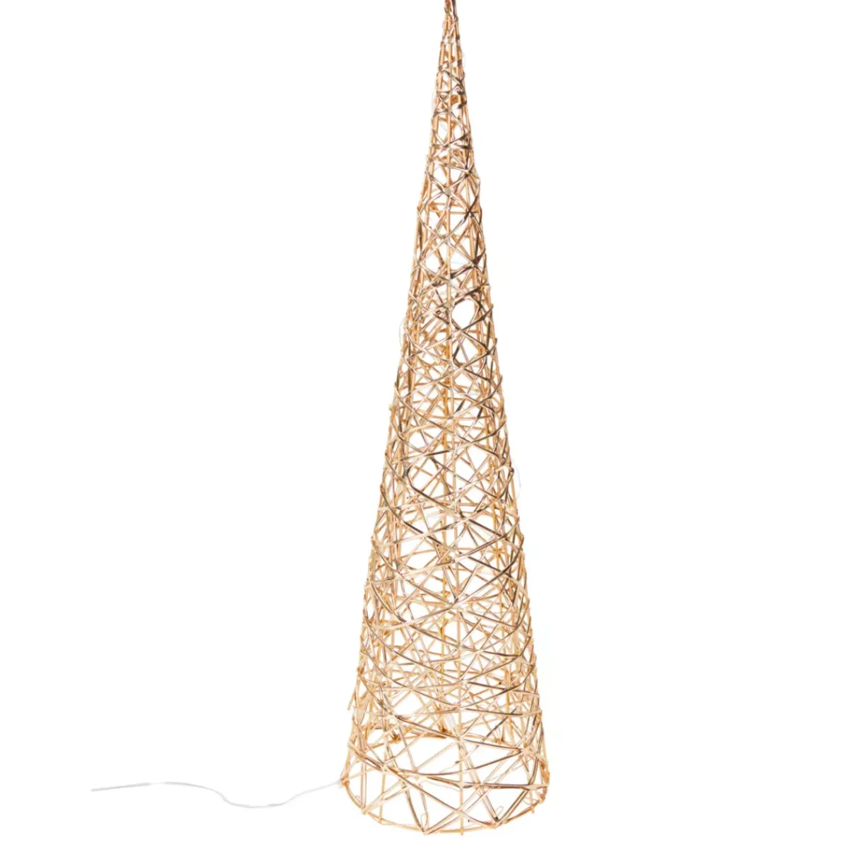 KOOPMAN Oggetti Decorativi E Illuminati-Cono luminoso con pile 30 micro LED (H60 cm) Éclats Bianco caldo