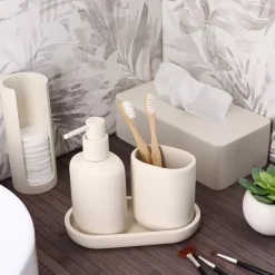TENDANCE Accessori Bagno-Contenitore porta dischetti di cotone (H17 cm) Japandi