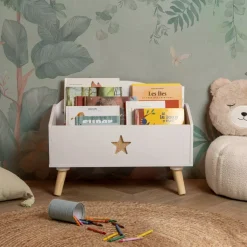EMINZA Mobili Bambini-Contenitore porta giocattoli bambino legno (H44 cm) Stars