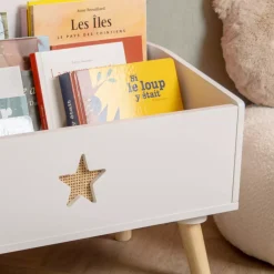 EMINZA Mobili Bambini-Contenitore porta giocattoli bambino legno (H44 cm) Stars