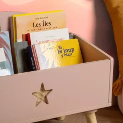 EMINZA Mobili Bambini-Contenitore porta giocattoli bambino legno (H44 cm) Stars