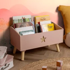EMINZA Mobili Bambini-Contenitore porta giocattoli bambino legno (H44 cm) Stars