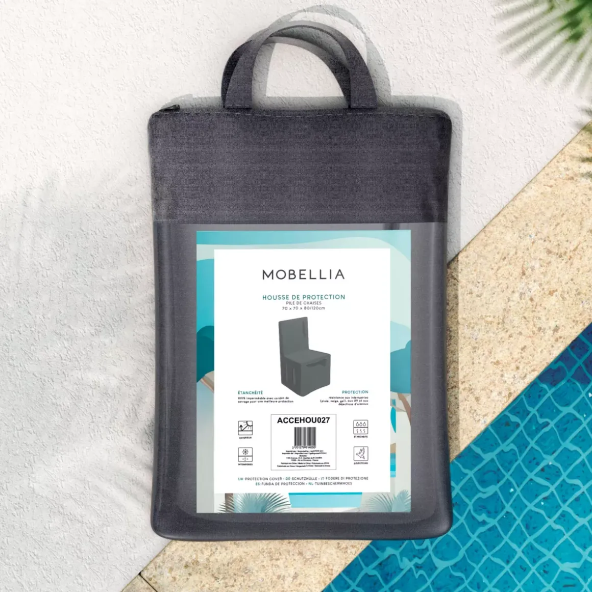 Copertura protettiva impermeabile per sedie impilate H80/120 cm - Grigio