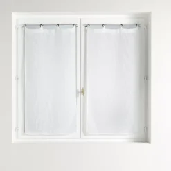Coppia di tende trasparenti tessute con occhielli (60 x 120 cm) Davina Bianca