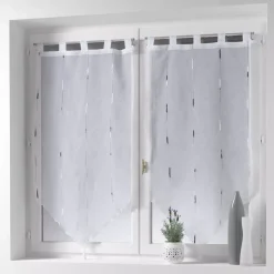 Coppia di tende trasparenti (45 x 120 cm) Chenilla Grigio