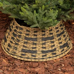 KAEMINGK Accessori Per Albero Di Natale-Copribase albero di Natale intrecciato (D70 cm) Classic Nero e