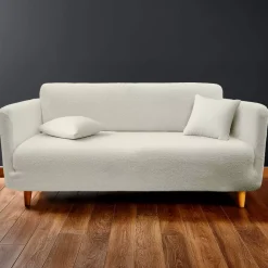 Copridivano effetto bouclé (225 x 245 cm) Laina Ecru
