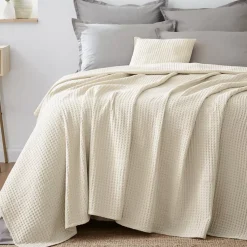 Copriletto cotone nido d'ape (220 x 250 cm) Maya Beige pampa