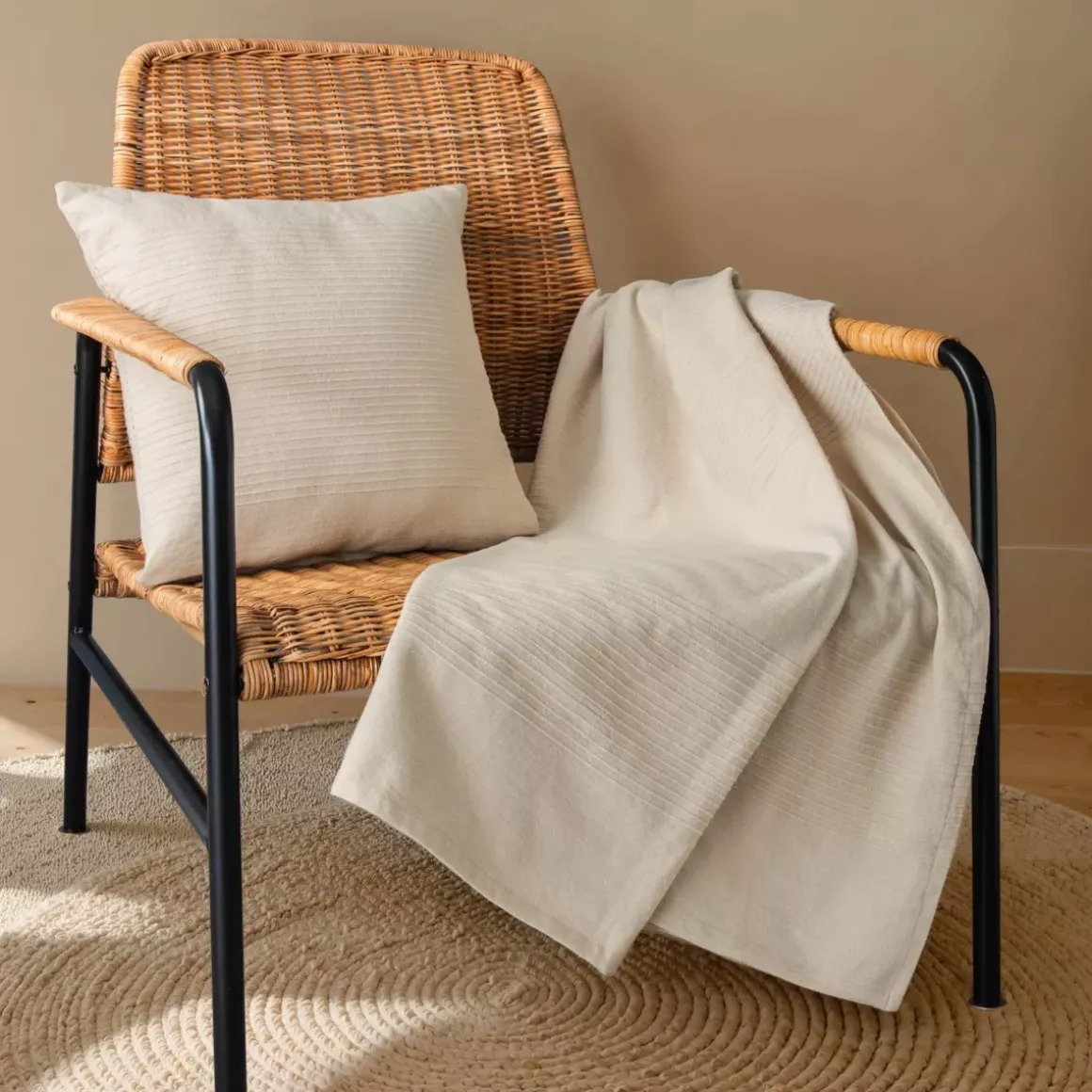 Copriletto cotone (180 x 220 cm) Léa Beige pampa