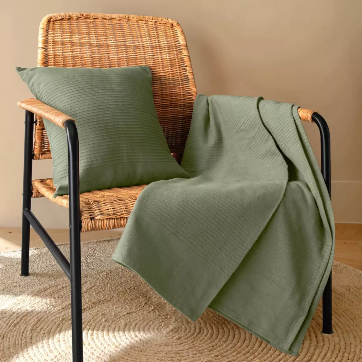 Copriletto cotone (220 x 250 cm) Léa Verde rosmarino