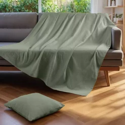 Copriletto cotone (180 x 220 cm) Léa Verde rosmarino