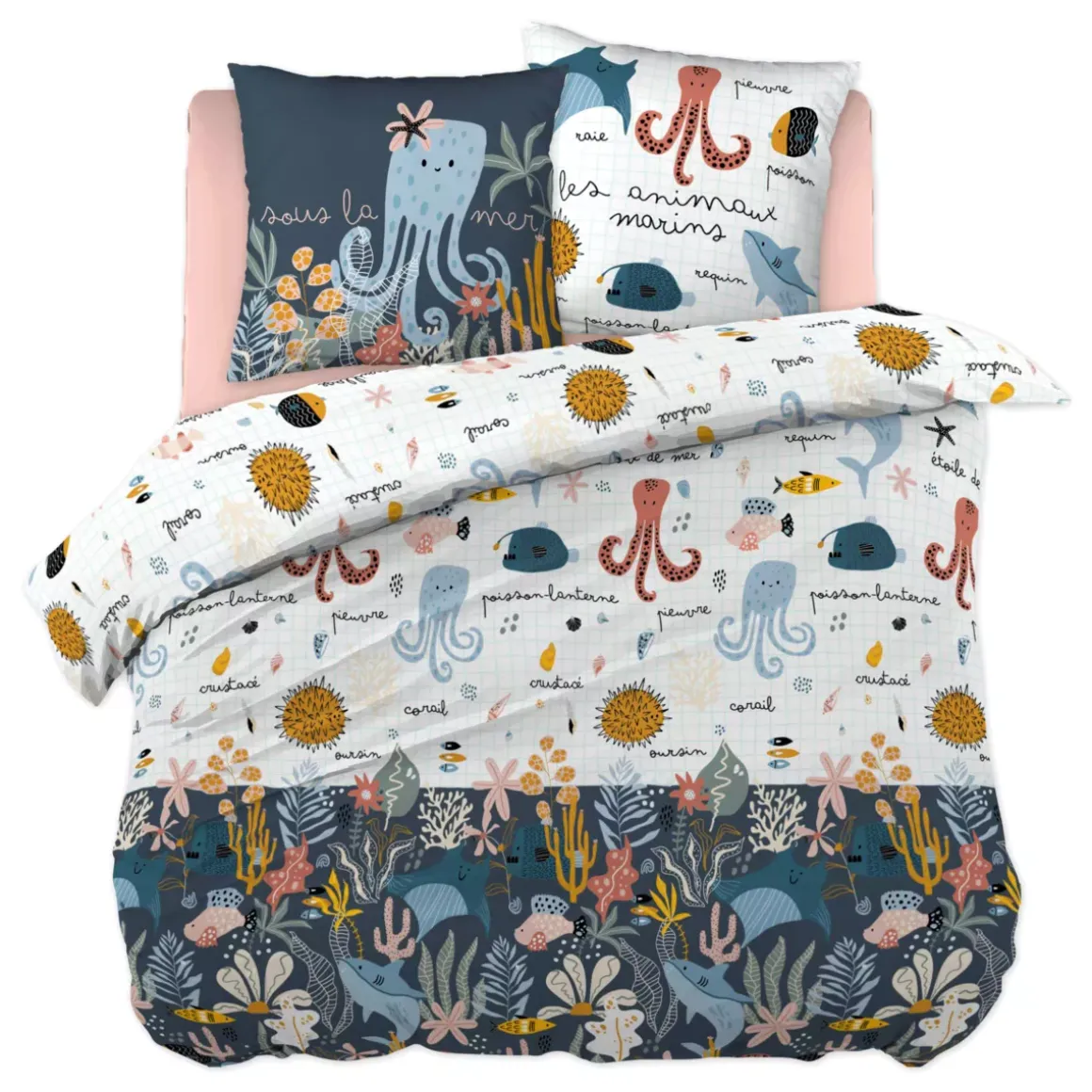 Copripiumino e una federa bambino cotone (240 cm) Octopia Multicolore