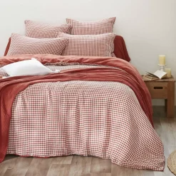 Copripiumino garza di cotone (240 x 220 cm) Gaïa vichy Terracotta