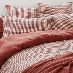Copripiumino garza di cotone (240 x 220 cm) Gaïa vichy Terracotta