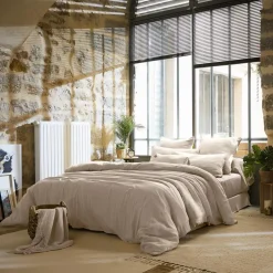 Copripiumino garza di cotone (240 x 220 cm) Gaïa Beige pampa
