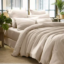 Copripiumino garza di cotone (280 x 240 cm) Gaïa Beige pampa