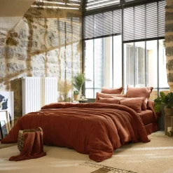 Copripiumino garza di cotone (280 x 240 cm) Gaïa Terracotta