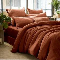 Copripiumino garza di cotone (280 x 240 cm) Gaïa Terracotta