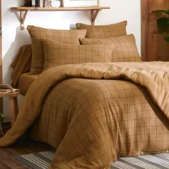 Copripiumino garza di cotone (140 x 200 cm) Gaïa Match Camel