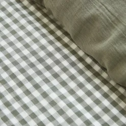 Copripiumino garza di cotone (140 x 200 cm) Gaïa vichy Verde rosmarino