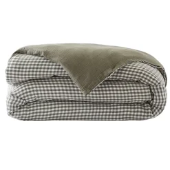 Copripiumino garza di cotone (140 x 200 cm) Gaïa vichy Verde rosmarino