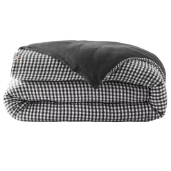 Copripiumino garza di cotone (200 x 200 cm) Gaïa vichy Nero