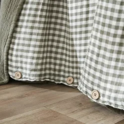 Copripiumino garza di cotone (200 x 200 cm) Gaïa vichy Verde rosmarino