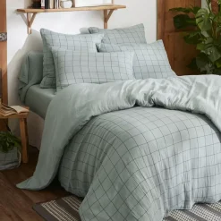 Copripiumino garza di cotone (260 x 240 cm) Gaïa Match Verde eucalipto