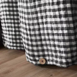 Copripiumino garza di cotone (260 x 240 cm) Gaïa vichy Nero