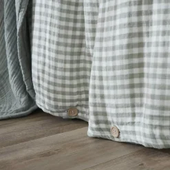 Copripiumino garza di cotone (260 x 240 cm) Gaïa vichy Verde eucalipto