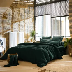 Copripiumino garza di cotone (280 x 240 cm) Gaïa Verde abete