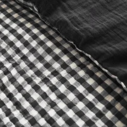 Copripiumino garza di cotone (240 x 220 cm) Gaïa vichy Nero