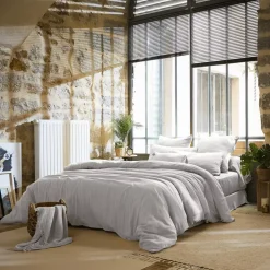 Copripiumino garza di cotone (240 x 220 cm) Gaïa Grigio nuvola