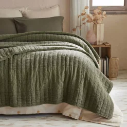 Copripiumino in cotone trapuntato (240 x 260 cm) Lena Rosmarino Verde