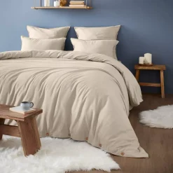 Copripiumino in flanella di cotone (200 x 200 cm) Nina Beige