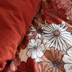 Copripiumino in garza di cotone (140 x 200 cm) Gaïa azalea Terracotta