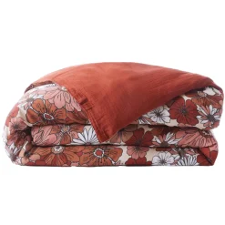 Copripiumino in garza di cotone (200 x 200 cm) Gaïa azalea Terracotta
